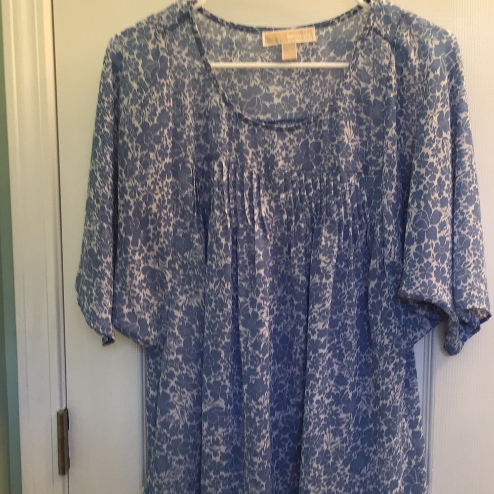 Baby blue and white blouse